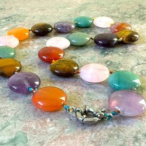 SOLD Colourful Boho Natural Stone Necklace